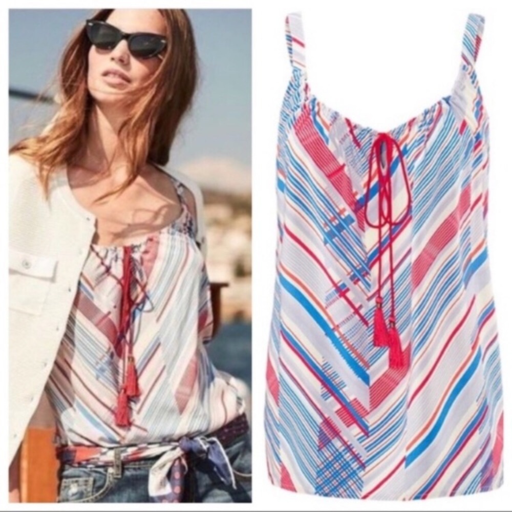 Cabi S Nautical sleeveless top with tassels